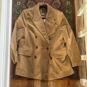 Corduroy double breasted blazer tan